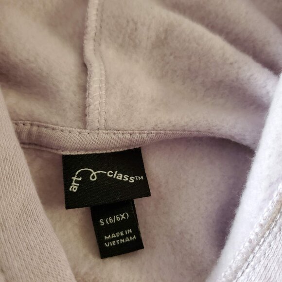 Art Class - Kids' Fleece Raw Edge Boxy Hoodie Size S/M Violet - Picture 4 of 7